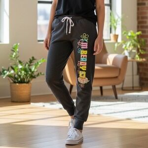 SpongeBob SquarePants "Im Ready" Sweatpants Black‎ Women's Size M +Plush Toy